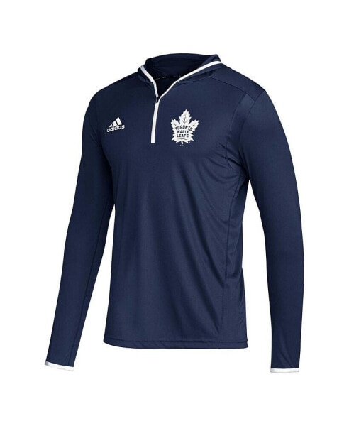Men's Navy Toronto Maple Leafs Team Long Sleeve Quarter-Zip Hoodie T-Shirt