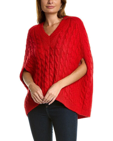 St. John Cable Knit Wool-Blend Poncho Women's