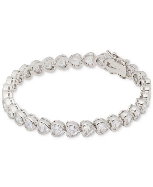 Gold-Tone Cubic Zirconia Heart Tennis Bracelet