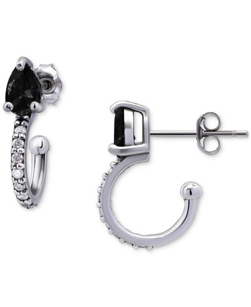 Black & White Cubic Zirconia Pear Small Hoop Earrings in 18k Gold-Plated Sterling Silver, 0.75", Created for Macy's