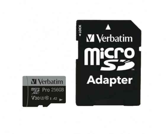 Verbatim Micro SD Card 256 GB SDXC Pro UHS-III Class 10 inkl. Adapter 1 - Extended Capacity SD (MicroSDHC)