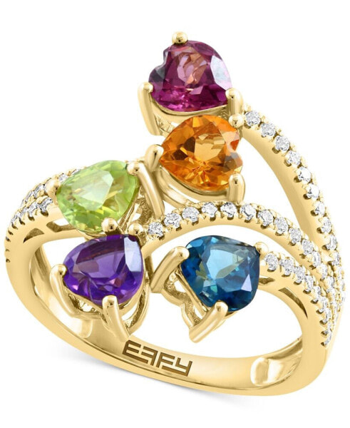 EFFY® Multi Gemstone (2-1/3 ct. t.w.) & Diamond (1/4 ct. t.w.) Heart Statement Ring in 14k Gold