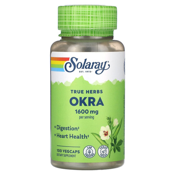 Solaray, True Herbs, бамия, 400 мг, 100 растительных капсул