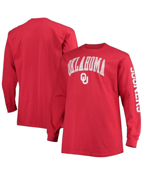 Men's Crimson Oklahoma Sooners Big and Tall 2-Hit Long Sleeve T-shirt