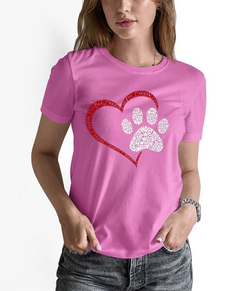Women's Word Art Paw Heart T-Shirt