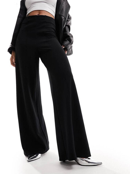 River Island wide leg trouser in black