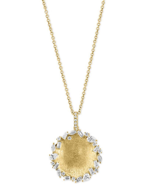 EFFY® Diamond Mixed Cut Textured Disc 18" Pendant Necklace (5/8 ct. t.w.) in 14k Gold