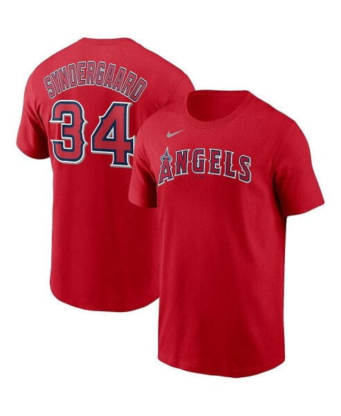 Men's Noah Syndergaard Red Los Angeles Angels Name and Number T-shirt