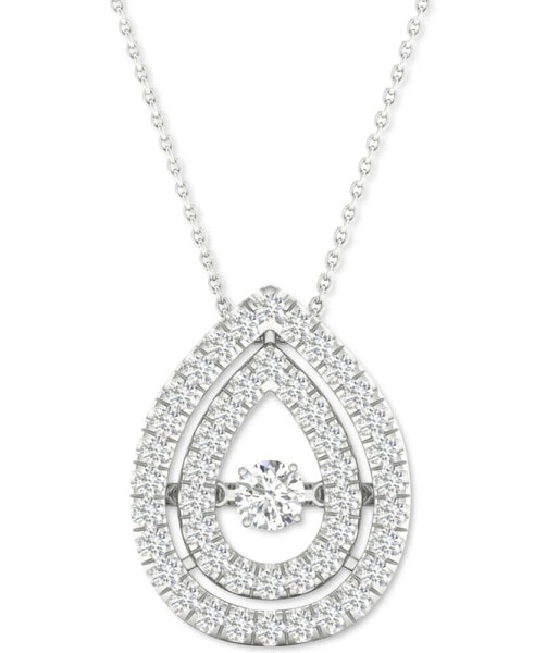 Diamond Double Teardrop Halo 18" Pendant Necklace (3/8 ct. t.w.) in 10k White Gold