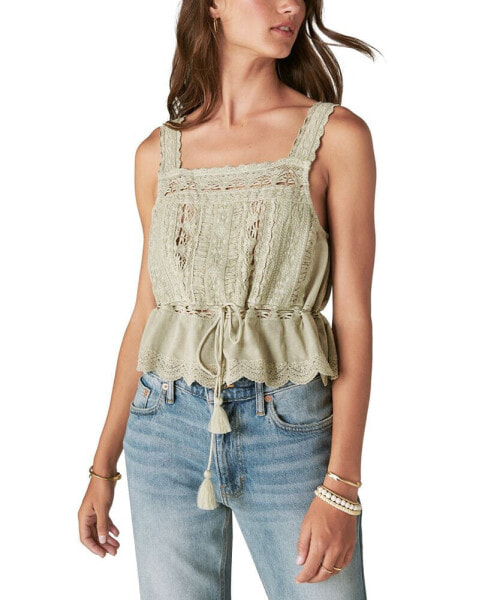 Women's Vintage Embroidered Lace Tank Top