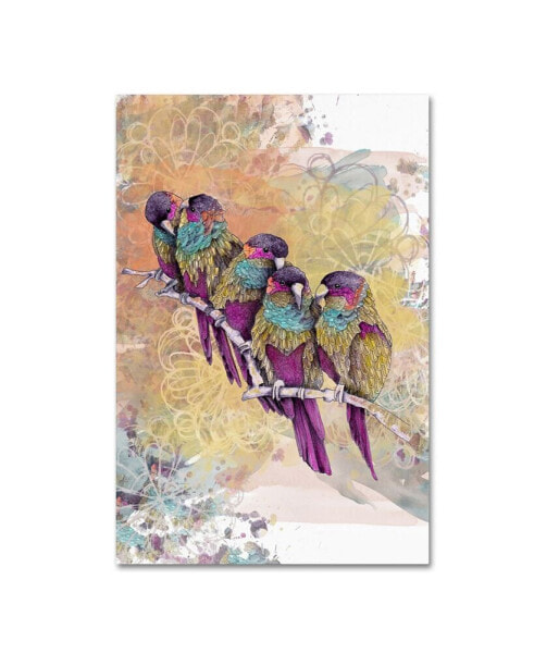 The Tangled Peacock 'Purple Parrots' Canvas Art - 24" x 16" x 2"