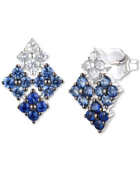 Ombré® Denim Ombré (3/4 ct. t.w.) & White Sapphire (1/4 ct. t.w.) Quad Cluster Statement Stud Earrings in 14k White Gold