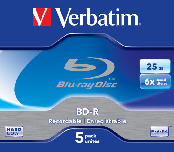 Диски Blu-ray Verbatim 5 x BD-R 25 GB 6x Jewel Case