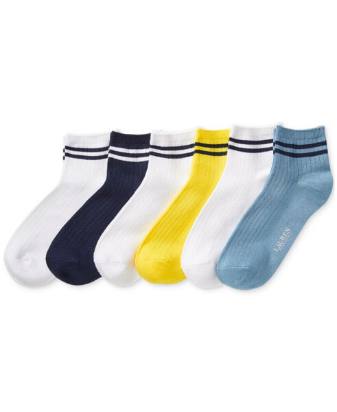 Women's 6-Pk. Ribbed Striped Cuff Ankle Socks