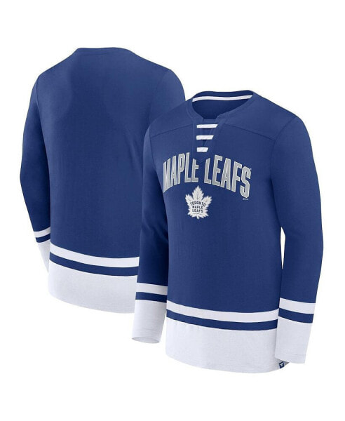 Men's Blue Toronto Maple Leafs Back Pass Lace-Up Long Sleeve T-shirt