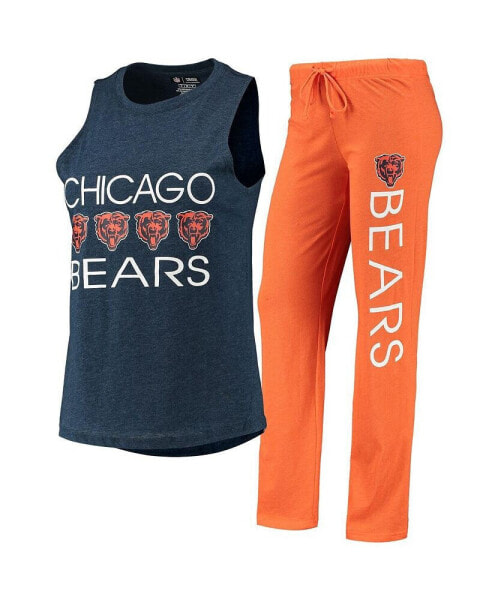 Women's Orange, Navy Chicago Bears Muscle Tank Top and Pants Sleep Set