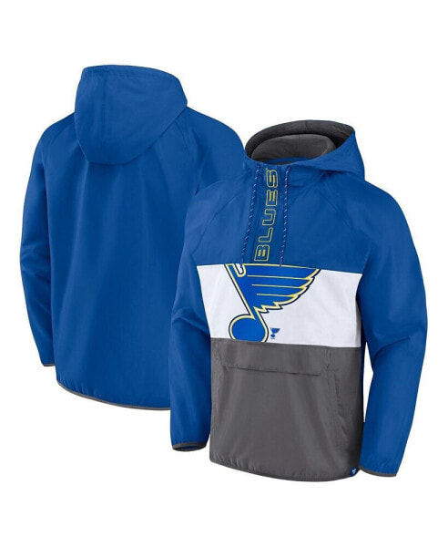 Куртка с капюшоном полузип Fanatics мужская голубая St. Louis Blues Flagrant Foul Anorak Raglan.