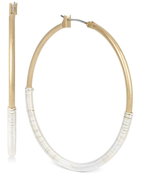 Large Two-Tone Wrapped Hoop Earrings