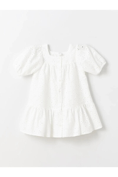 Платье для малышей LC WAIKIKI Kare Yaka Короткими рукавами Dantel 100% хлопок