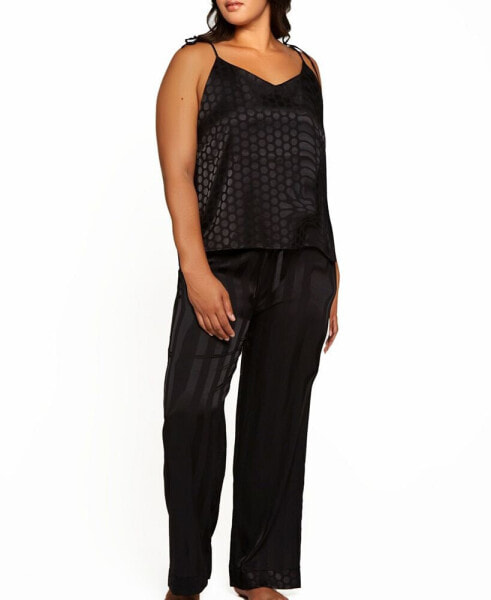 Пижама iCollection plus Size Delphine Circle, комплект из 2: Топ и полосатые брюки