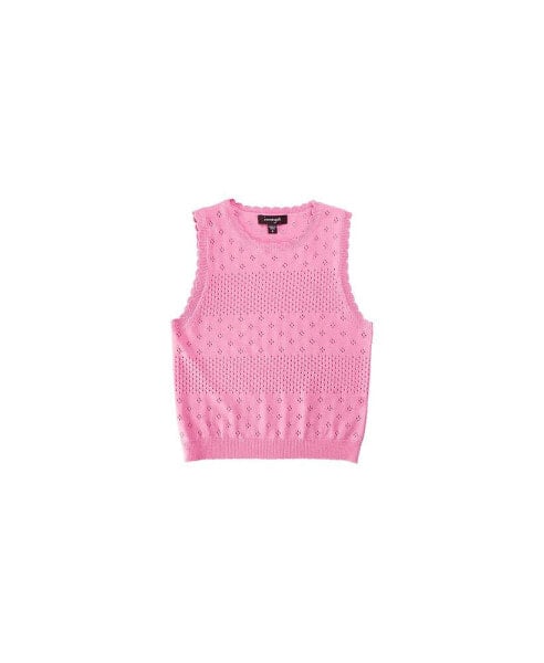 Little Girls Cathy Peony Fine Yarn Eyelet Sweater Tank