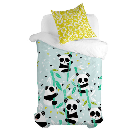 Duvet cover set HappyFriday Moshi Moshi Panda Garden Blue Blue Single 2 Pieces