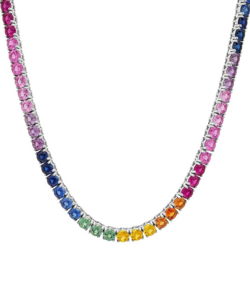 Macy's lab-Grown Multi-Sapphire 24" Statement Necklace (48-1/3 ct. t.w.) in Sterling Silver