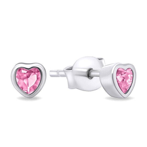 Delicate silver earrings with zircons Hearts EA599WP