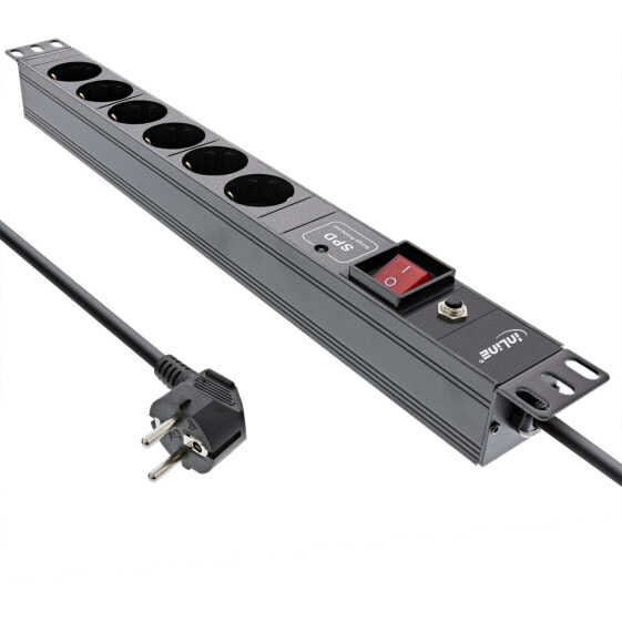 InLine 19" socket strip - 6-way - surge and overload protection - switch