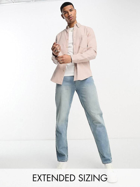 ASOS DESIGN brushed oxford shirt in dusty pink