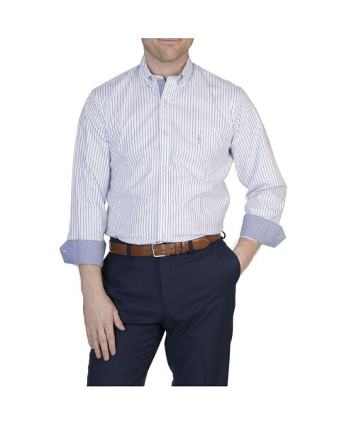 Stripe Cotton Spandex Poplin Long Sleeve Shirt