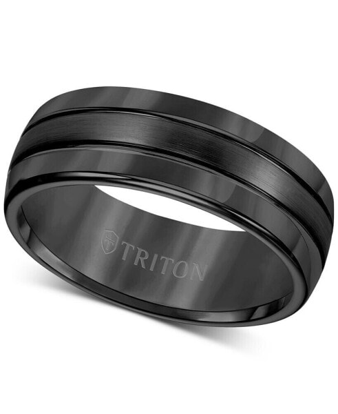 Men's Ring, 8mm 3-Row Wedding Band in Classic or Black Tungsten
