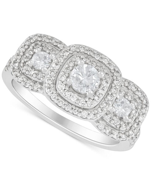 Кольцо Macy's Diamond Halo Three Stone