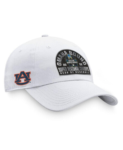 Men's White Auburn Tigers 2022 NCAA Men's Baseball Super Regional Champions Locker Room Adjustable Hat