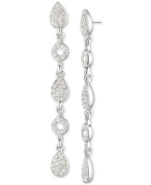 Silver-Tone Pavé Crystal Linear Drop Earrings