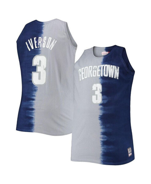 Men's Allen Iverson Navy, Gray Georgetown Hoyas Big and Tall Player Tie-Dye Jersey