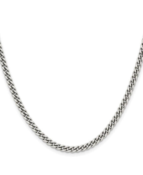 Stainless Steel Antiqued 4mm Round Curb Chain Necklace