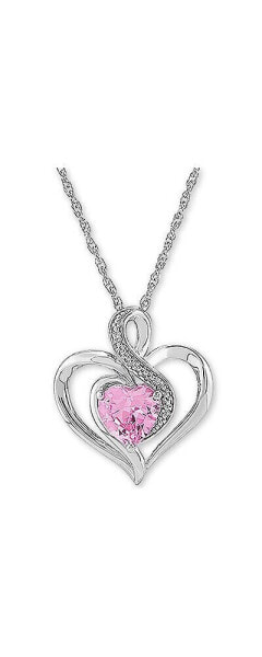 Birthstone Gemstone & Diamond Accent Heart Pendant Necklace in Sterling Silver