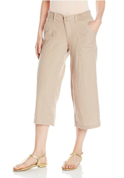 Брюки Democracy Womens Gauze Beige Gaucho из хлопка средней посадки Длина 7/8 Размер 10