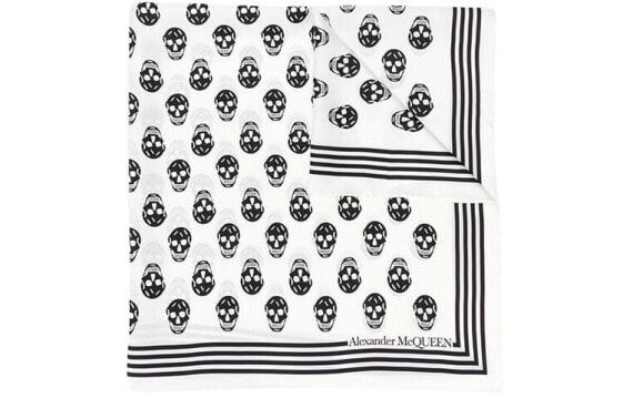 Шарф Alexander McQueen Skull Print White Silk