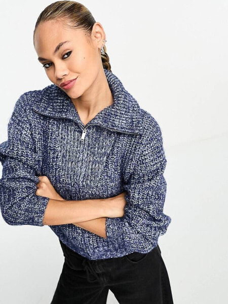 Cotton:On zip through knitwear cardi in blue