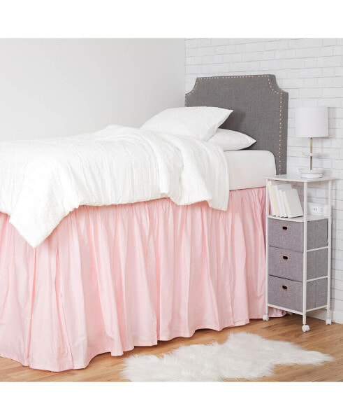 Ruffled Extra Long Bed Skirt for College Dorms Twin