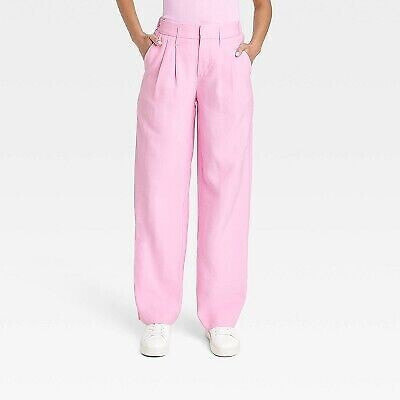 Women's High-Rise Straight Trousers - A New Day Pink 8