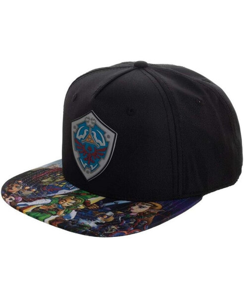 Men's Zelda Video Game Black Sublimated Print Bill Adjustable Hat