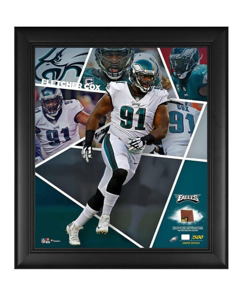 Fletcher Cox Philadelphia Eagles Framed 15" x 17" Impact Player Collage with a Piece of Game-Used Football - Limited Edition of 500