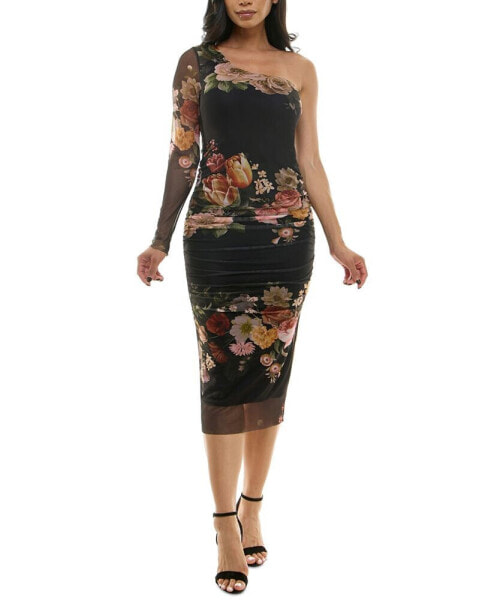 Juniors' Floral-Print Bodycon Midi Dress