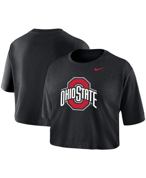 Women's Black Ohio State Buckeyes Cropped Performance T-shirt
