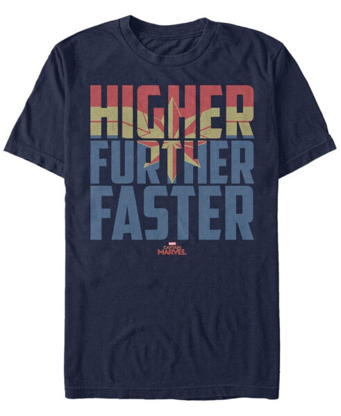 Marvel Men's Captain Marvel Higher Further Faster Quote, Short Sleeve T-shirt