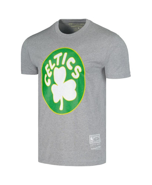 Men's and Women's Heather Gray Boston Celtics Hardwood Classics MVP Throwback Logo T-shirt