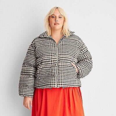 Women's Zip-Up Checkered Puffer Coat - Future Collective with Reese Blutstein